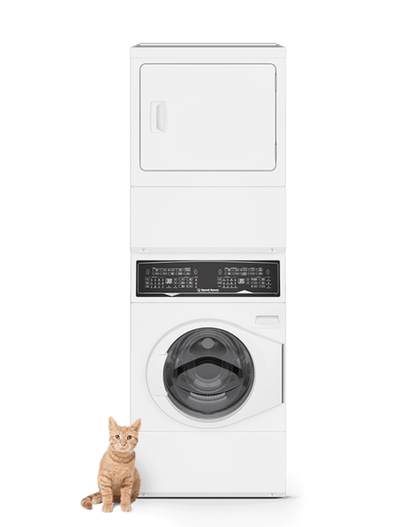 SPEED QUEEN SF7008WE SF7 Stacked White Washer - Electric Dryer with Pet Plus Sanitize Fast Cycle Times  - SF7008WE