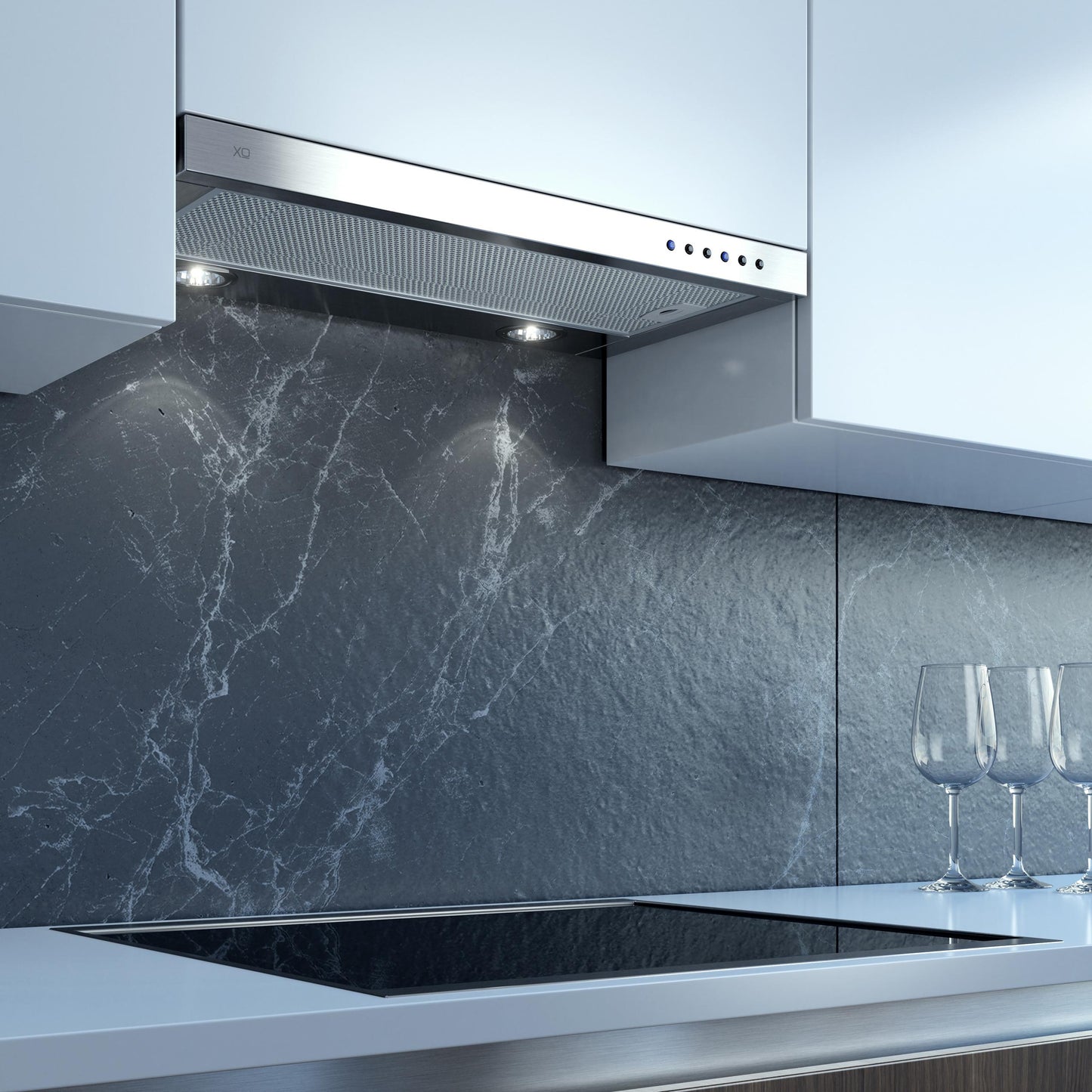 XO APPLIANCE XOC36SC 36" CCC 600/395 CFM Under Cabinet Glide Out Visor Italian Made in Stainless Steel - XOC36SC