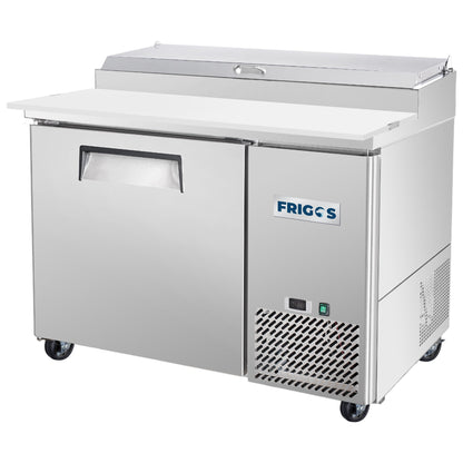 Frigos Pizza Prep Table Refrigerator 44" Width 1 Door with Aluminum Interior with 304 Stainle - FG-PZPT-44ss Steel Floor