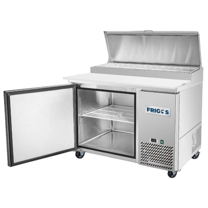 Frigos Pizza Prep Table Refrigerator 44" Width 1 Door with Aluminum Interior with 304 Stainle - FG-PZPT-44ss Steel Floor