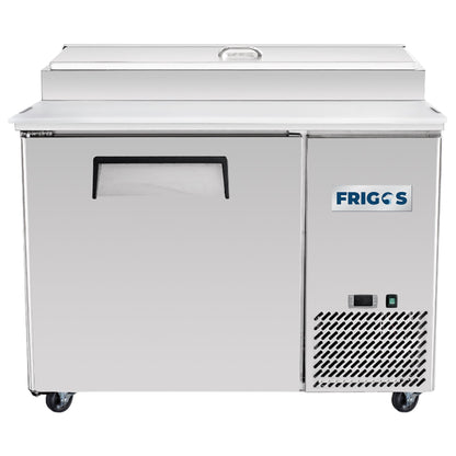 Frigos Pizza Prep Table Refrigerator 44" Width 1 Door with Aluminum Interior with 304 Stainle - FG-PZPT-44ss Steel Floor
