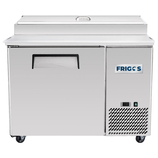 Frigos Pizza Prep Table Refrigerator 44" Width 1 Door with Aluminum Interior with 304 Stainle - FG-PZPT-44ss Steel Floor
