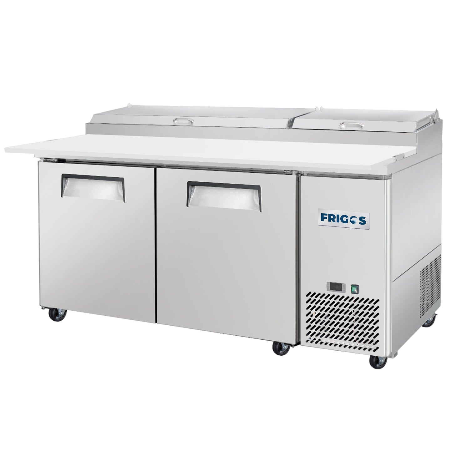Frigos Pizza Prep Table Refrigerator 67" Width 2 Door with Aluminum Interior with 304 Stainless Steel Floor - FG-PZPT-67