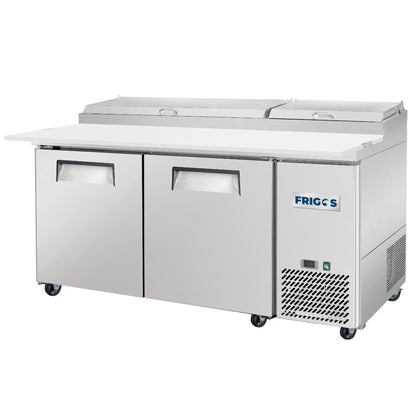 Frigos Pizza Prep Table Refrigerator 67" Width 2 Door with Aluminum Interior with 304 Stainless Steel Floor - FG-PZPT-67