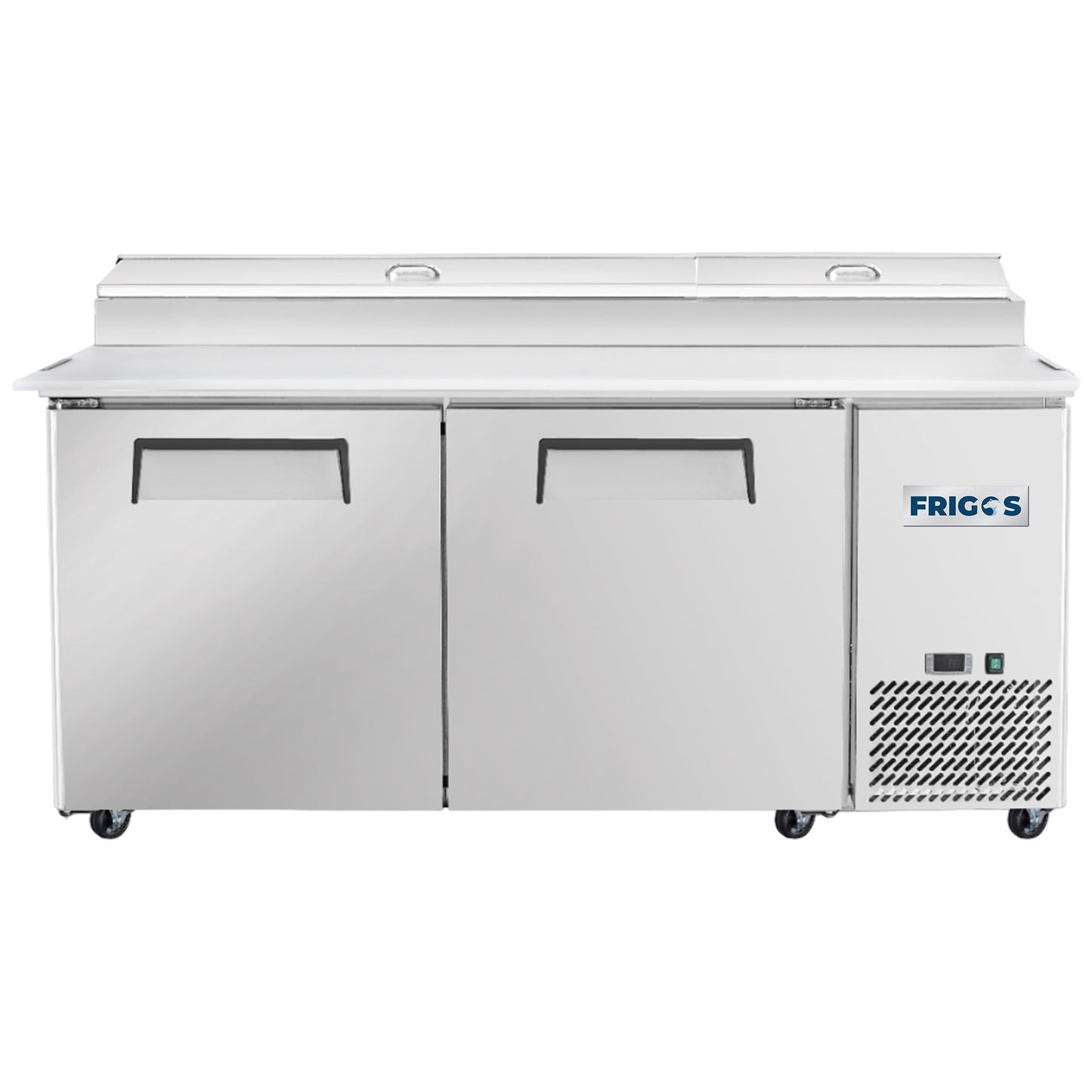 Frigos Pizza Prep Table Refrigerator 67" Width 2 Door with Aluminum Interior with 304 Stainless Steel Floor - FG-PZPT-67