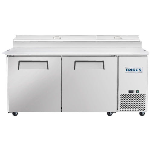 Frigos Pizza Prep Table Refrigerator 67" Width 2 Door with Aluminum Interior with 304 Stainless Steel Floor - FG-PZPT-67