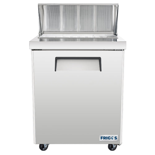 Frigos Sandwich and Salad Prep Table Refrigerator 29" Width 1 Door with Aluminum Interior with 304 Stainless Steel Floor - FG-SWPT-29