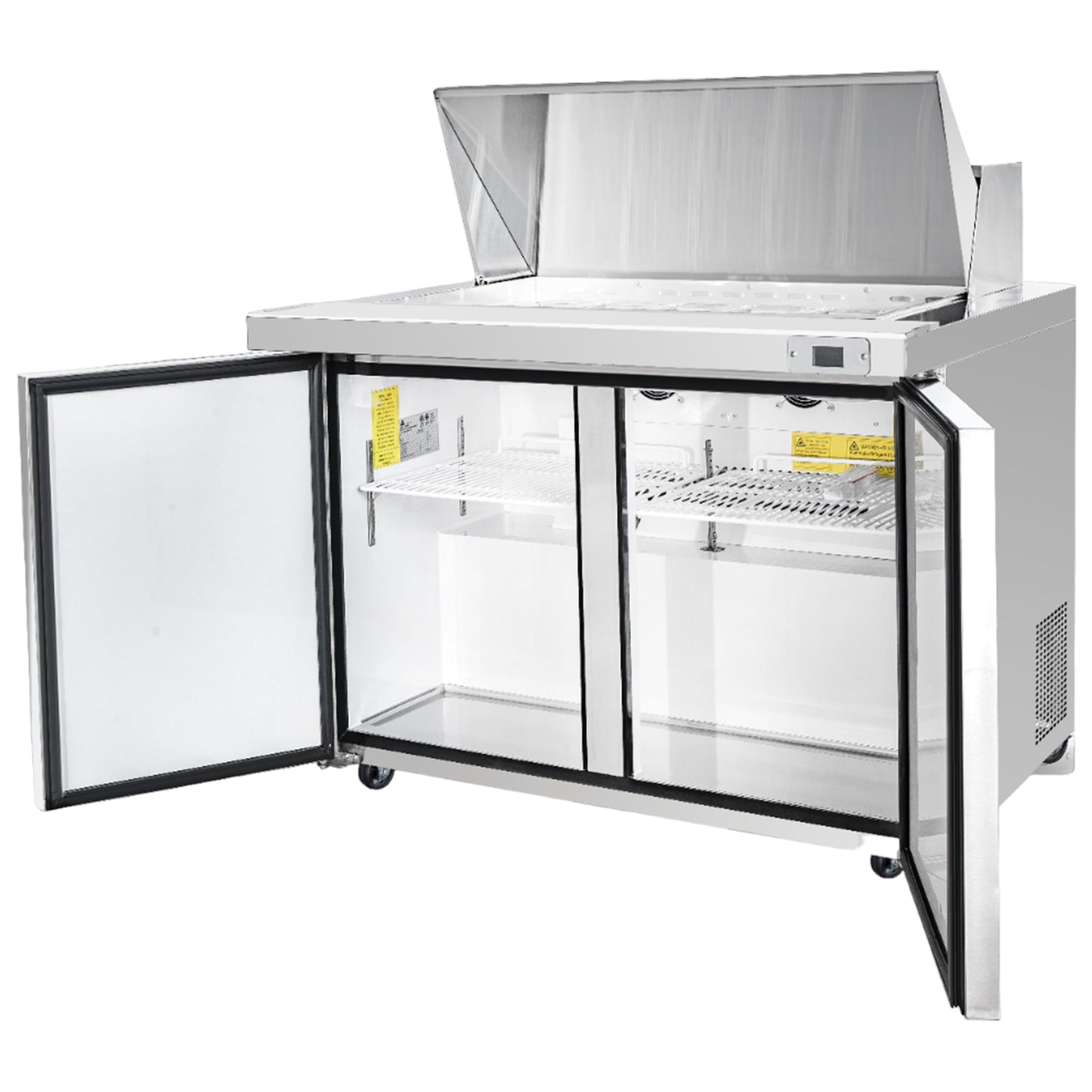 Frigos  Sandwich and Salad Prep Table Refrigerator 48" Width 2 Door with Aluminum Interior with 304 Stainless Steel Floor - FG-SWPT-48