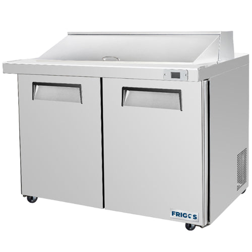 Frigos  Sandwich and Salad Prep Table Refrigerator 48" Width 2 Door with Aluminum Interior with 304 Stainless Steel Floor - FG-SWPT-48