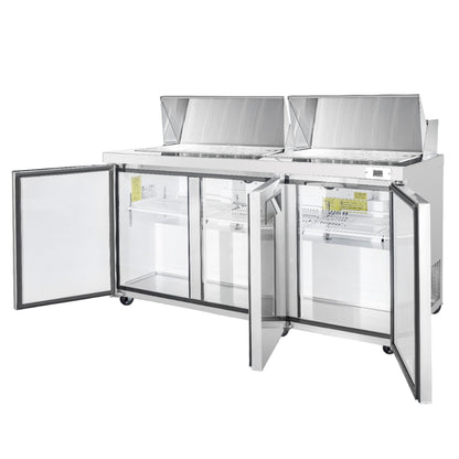 Frigos  Sandwich and Salad Prep Table Refrigerator 72" Width 3 Door  with Aluminum Interior - FG-SWPT-72 with 304 Stainless Steel Floor