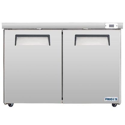 Frigos Commercial Undercounter Refrigerator 48" Width 2 Door True  with Aluminum Interior with 304 Stainless Steel Floor - FG-UCRF-48