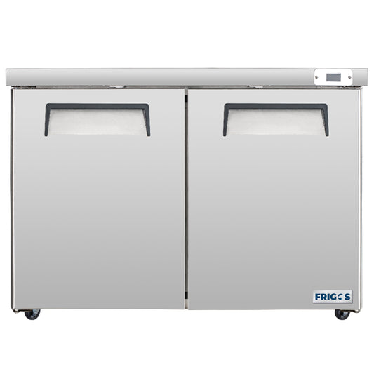 Frigos Commercial Undercounter Refrigerator 48" Width 2 Door True  with Aluminum Interior with 304 Stainless Steel Floor - FG-UCRF-48
