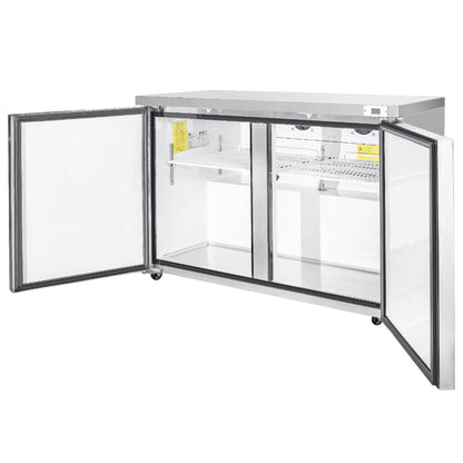 Frigos Commercial Undercounter Refrigerator 48" Width 2 Door True  with Aluminum Interior with 304 Stainless Steel Floor - FG-UCRF-48