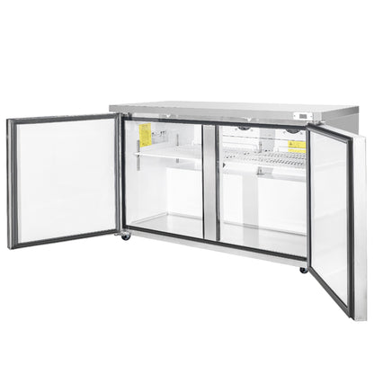 Frigos Commercial Undercounter Refrigerator 60" Width 2 Door with Aluminum Interior with 304 Stainless Steel Floor - FG-UCRF-60