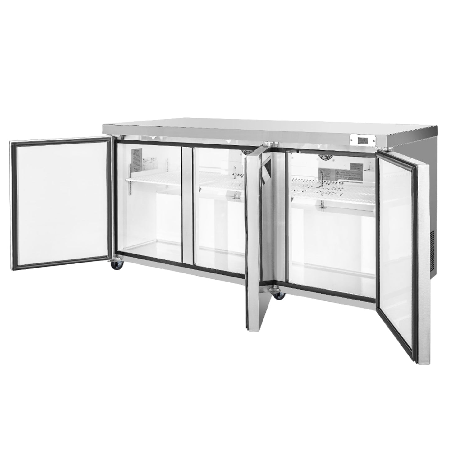 Frigos Commercial Undercounter Refrigerator 72" Width 3 Door   with Aluminum Interior with 304 Stainless Steel Floor - FG-UCRF-72
