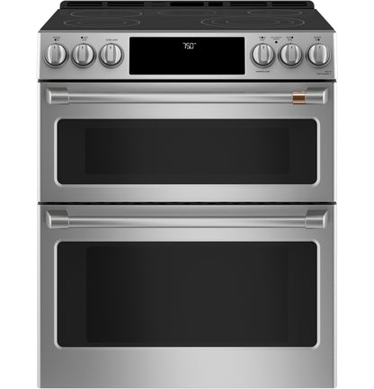 CAFE  30" Smart Slide-In, Front-Control, Radiant and Convection Double-Oven Range in Stainless Steel - CES750P2MS1