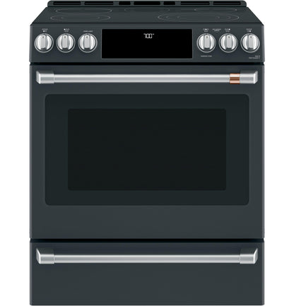 CAFE  30" Smart Slide-In, Front-Control, Radiant and Convection Range Black - CES700P3MD1