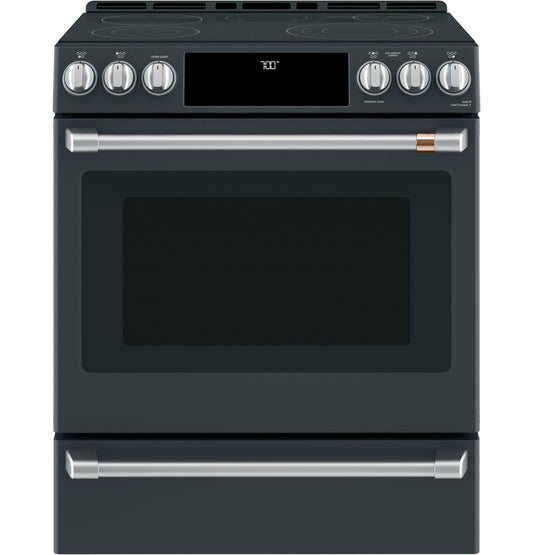 CAFE  30" Smart Slide-In, Front-Control, Radiant and Convection Range Black - CES700P3MD1