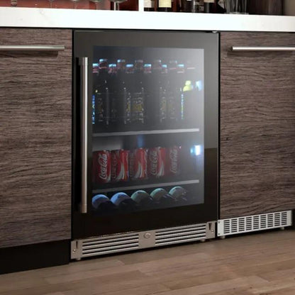 XO APPLIANCE XOU24BCGBL Beverage Center, 24" Black Glass, Left Hinge Black - XOU24BCGBL