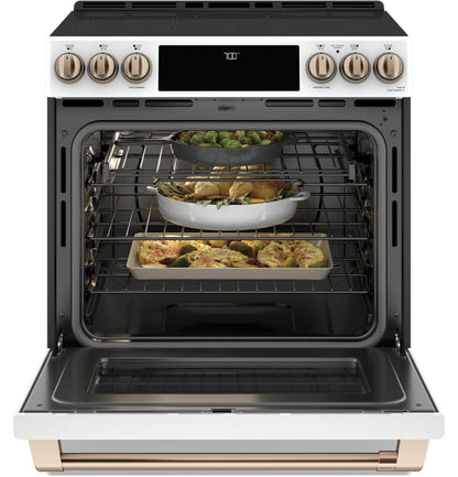 CAFE  30" Smart Slide-In, Front-Control, Radiant and Convection Range White - CES700P4MW2