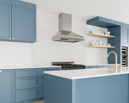 XO APPLIANCE XOVW42KSE 42in Pro Wall Chimney Hood in Stainless Steel Rounded Lip 1000 CFM in Stainless Steel - XOVW42KSE