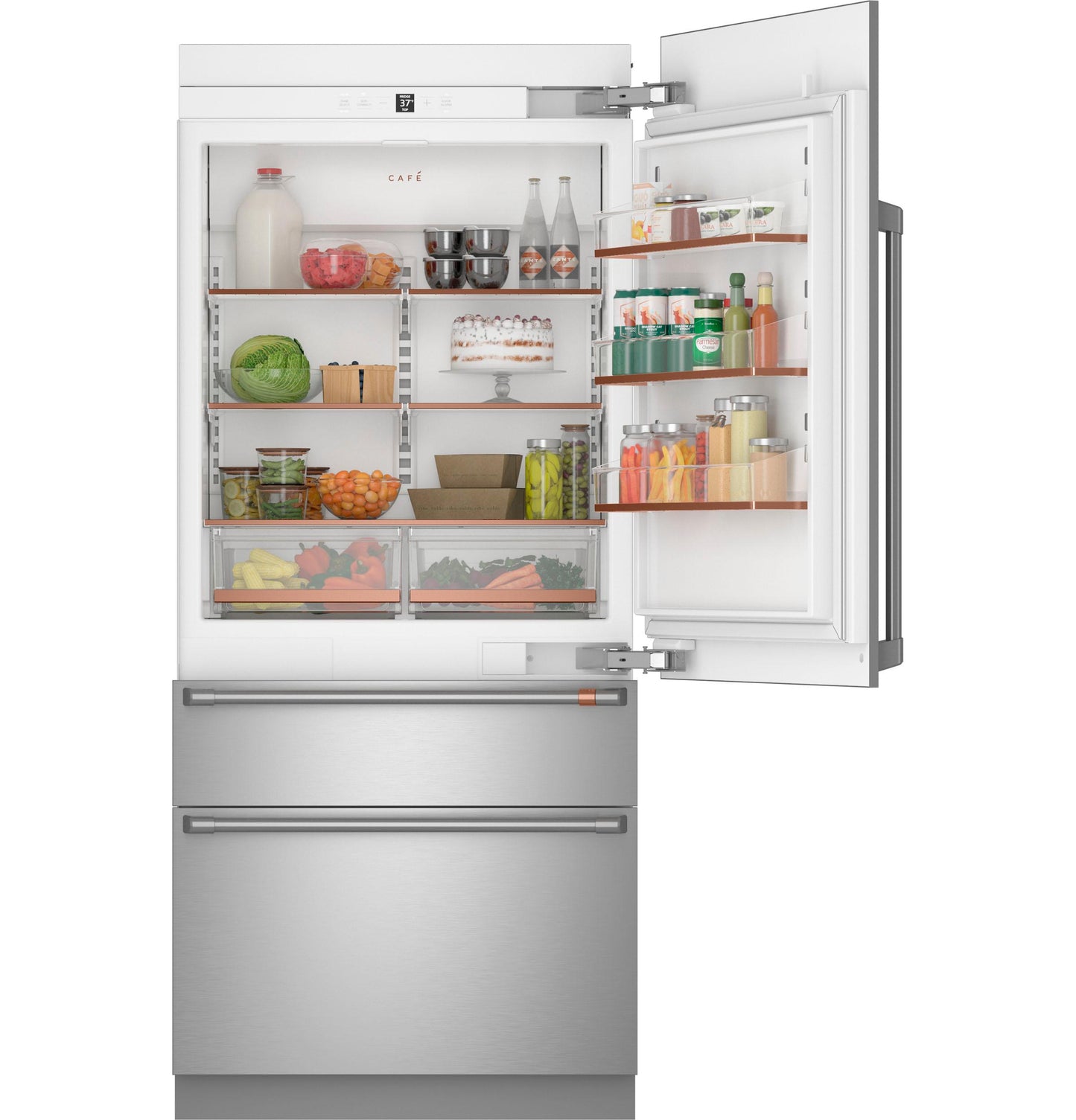 CAFE 36" Integrated Bottom-Freezer Refrigerator in Stainless Steel - CIC36RP2VS1