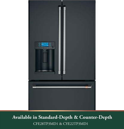 CAFE ENERGY STAR 22.1 Cu. Ft. Smart Counter-Depth French-Door Refrigerator with Hot Water Dispenser Black - CYE22TP3MD1