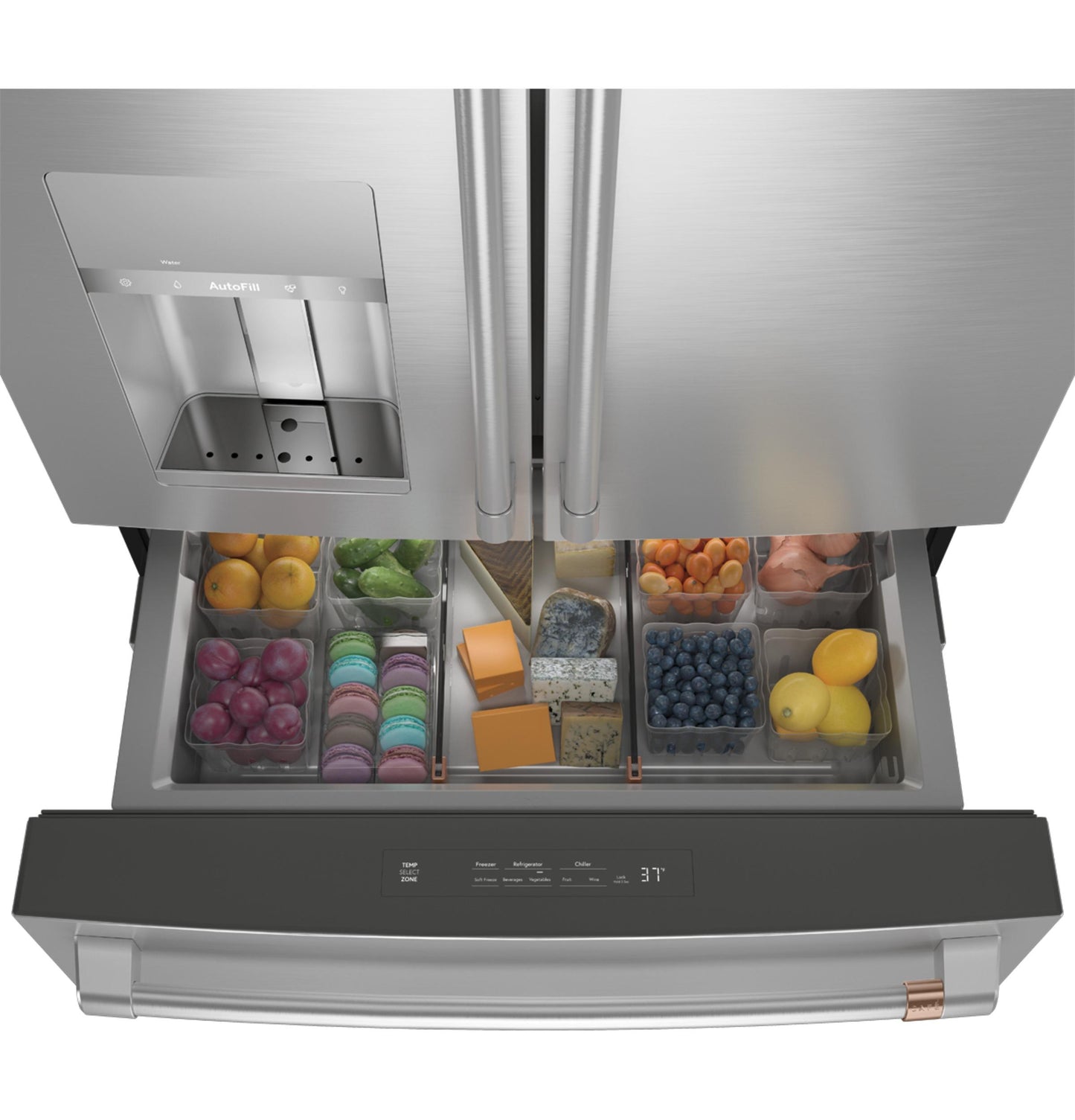CAFE ENERGY STAR 22.3 Cu. Ft. Smart Counter-Depth 4-Door French-Door Refrigerator in Stainless Steel - CXE22DP2PS1