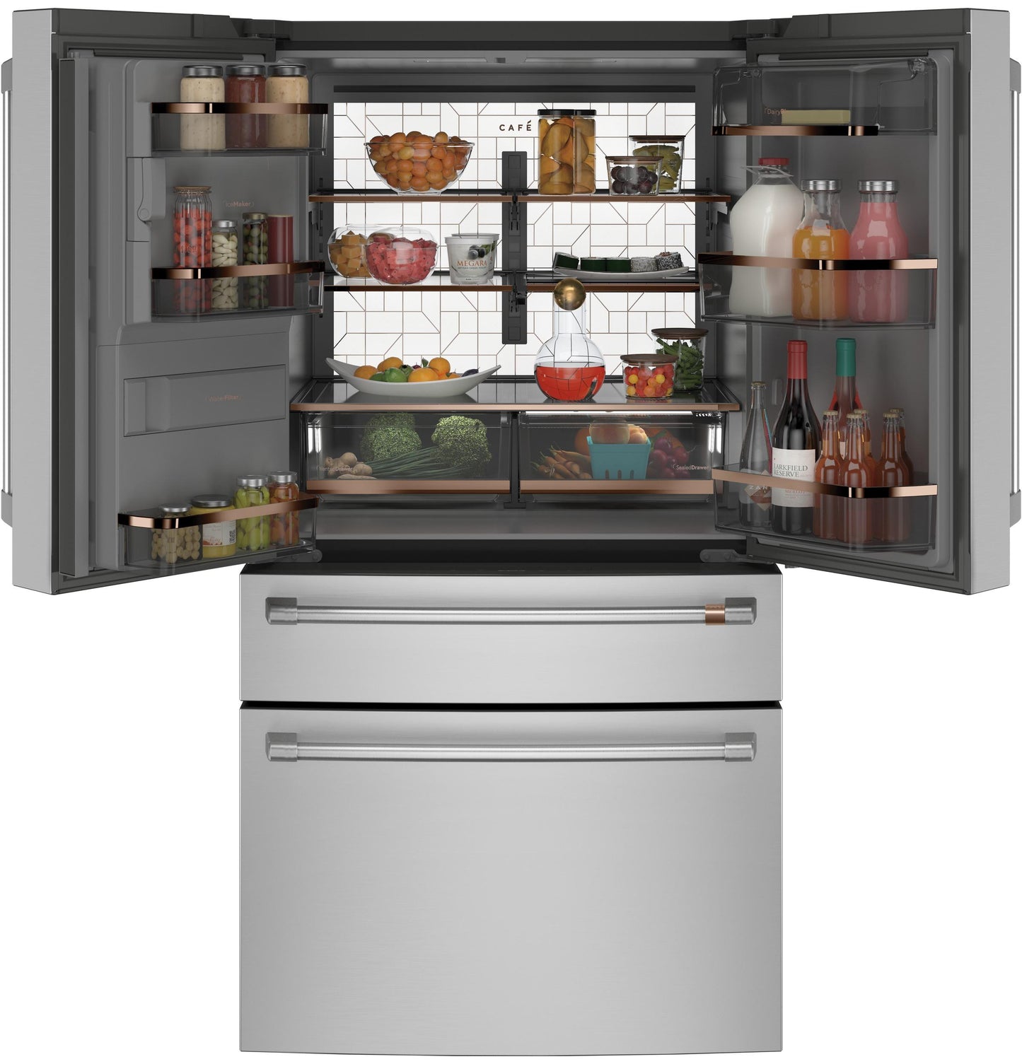 CAFE ENERGY STAR 22.3 Cu. Ft. Smart Counter-Depth 4-Door French-Door Refrigerator in Stainless Steel - CXE22DP2PS1