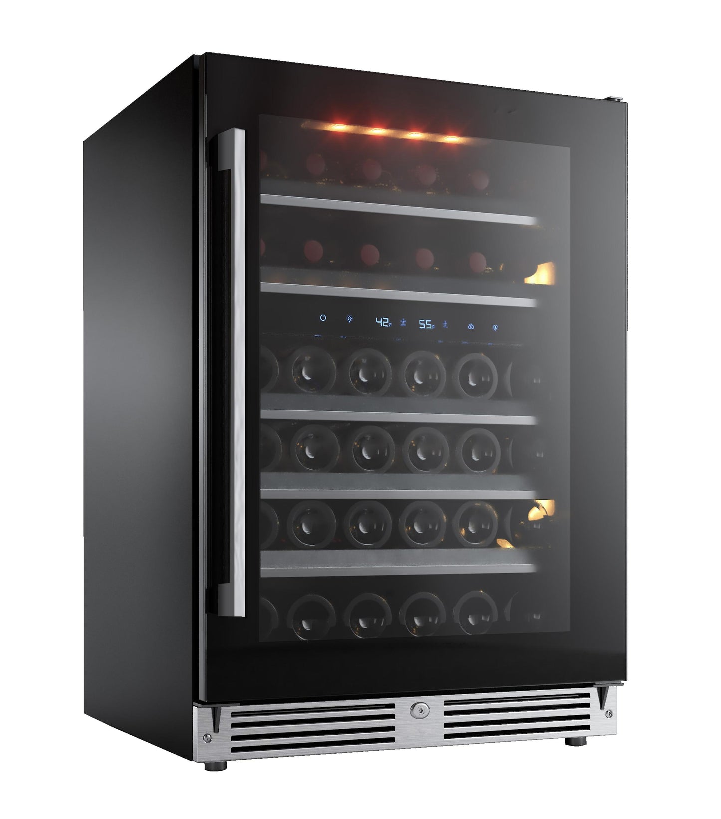 XO APPLIANCE XOU24WDZGBL Dual Zone Wine Cooler, 24" Black Glass, Left Hinge Black - XOU24WDZGBL