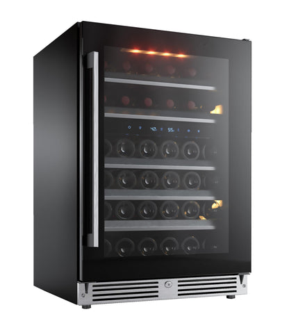 XO APPLIANCE XOU24WDZGBL Dual Zone Wine Cooler, 24" Black Glass, Left Hinge Black - XOU24WDZGBL