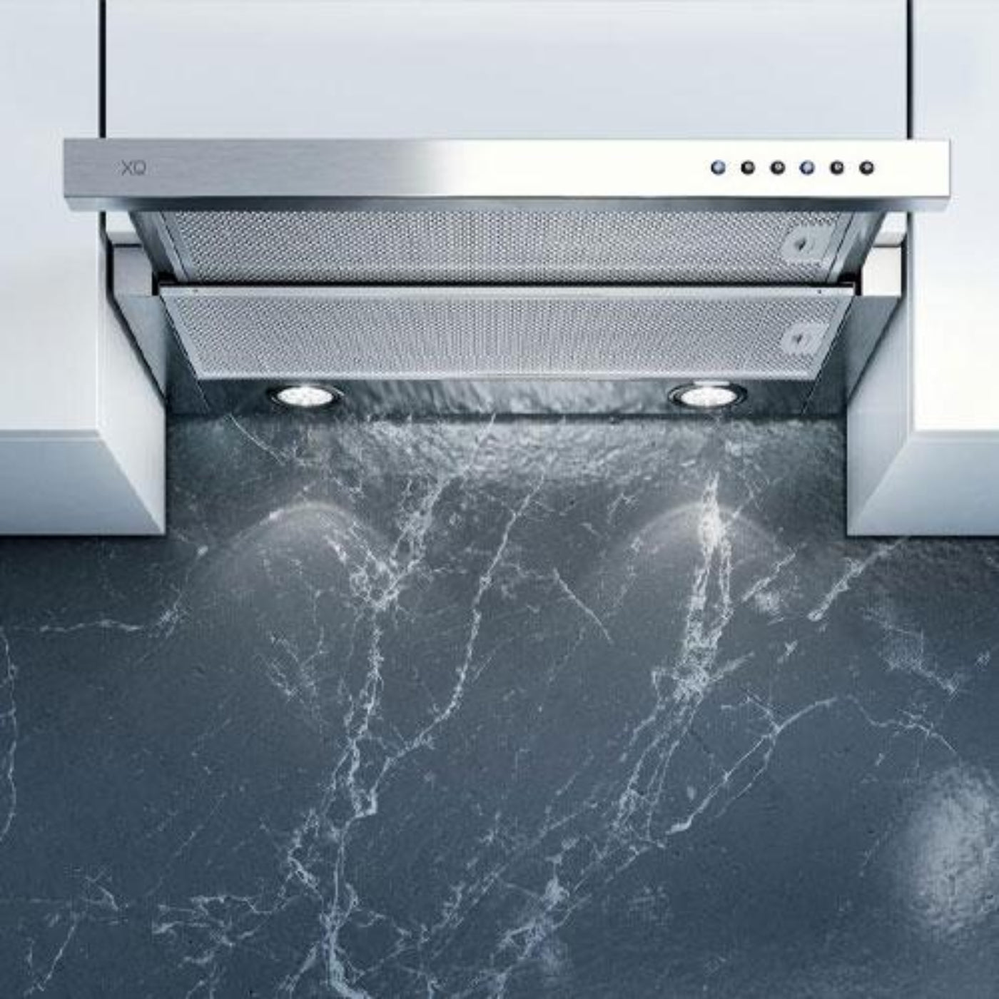 XO APPLIANCE XOC36SC 36" CCC 600/395 CFM Under Cabinet Glide Out Visor Italian Made in Stainless Steel - XOC36SC