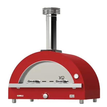 XO APPLIANCE XOPIZZA4HRON 40" Hybrid Gas & Wood Oven in Rosso (Red) Black - XOPIZZA4HRON
