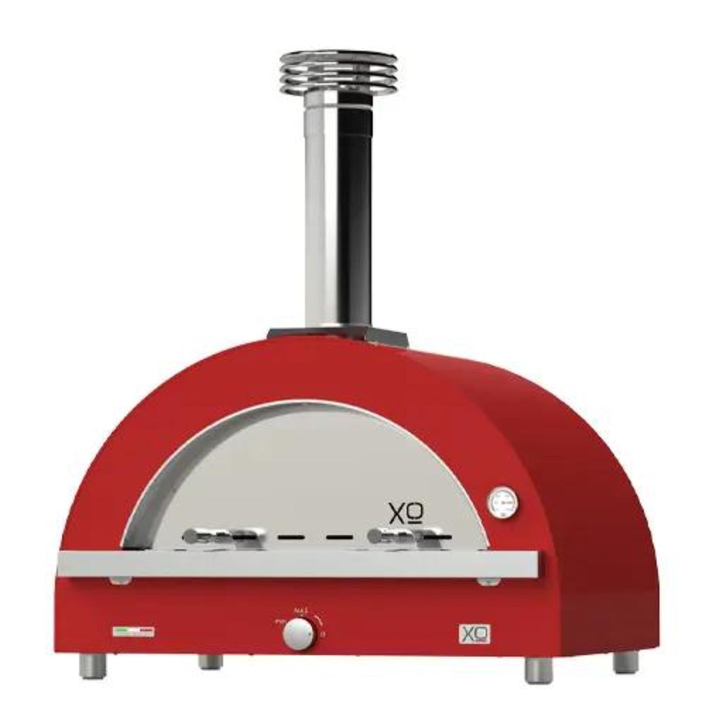 XO APPLIANCE XOPIZZA4HRON 40" Hybrid Gas & Wood Oven in Rosso (Red) Black - XOPIZZA4HRON