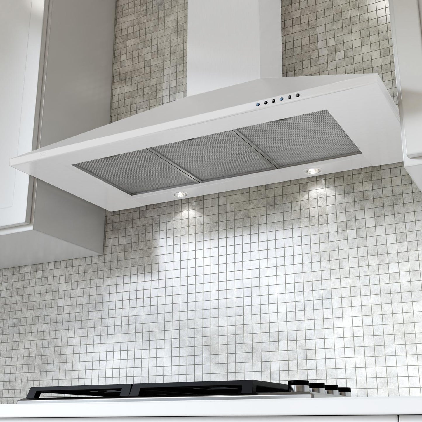 XO APPLIANCE XOB30WC 30" CCC 600/395 CFM Italian Made Wall Mount Chimney Range Hood White - XOB30WC
