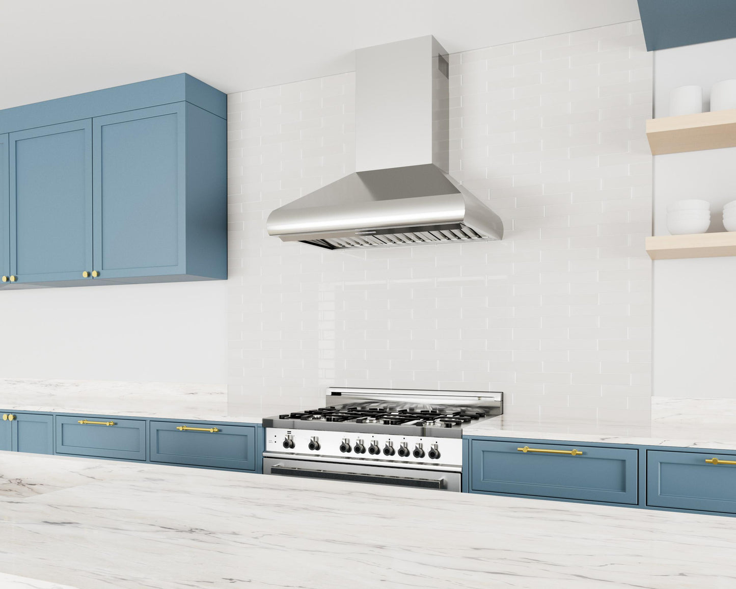 XO APPLIANCE XOVW48KSE 48in Pro Wall Chimney Hood in Stainless Steel Rounded Lip 1000 CFM in Stainless Steel - XOVW48KSE