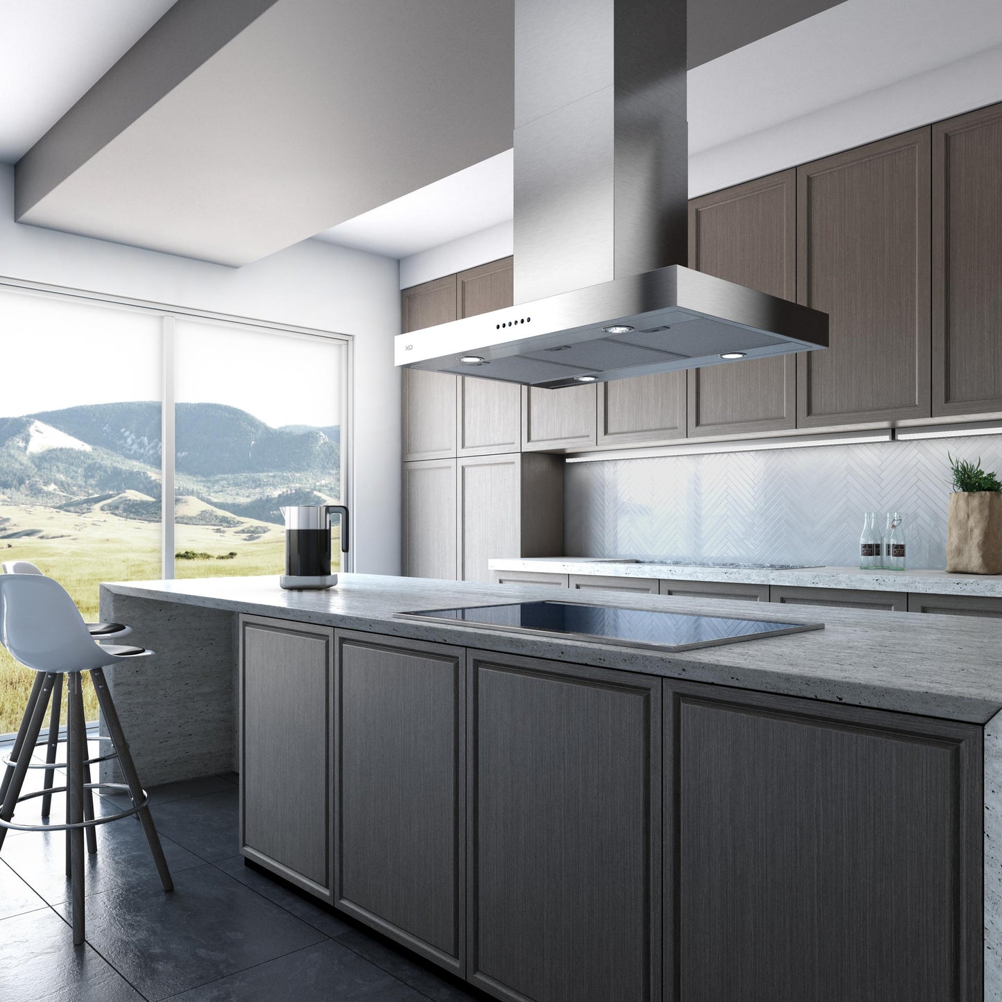 XO APPLIANCE XORI48SC 48" CCC 600/395 CFM Low Profile Island Hood in Stainless Steel - XORI48SC