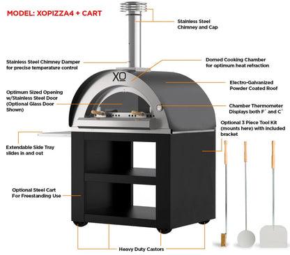 XO APPLIANCE XOPIZZA4CART Oven Cart for XOPIZZA4 Black - XOPIZZA4CART