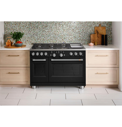 CAFE  48" Smart Dual-Fuel Commercial-Style Range with 6 Burners and Griddle (Natural Gas) Black - C2Y486P3TD1