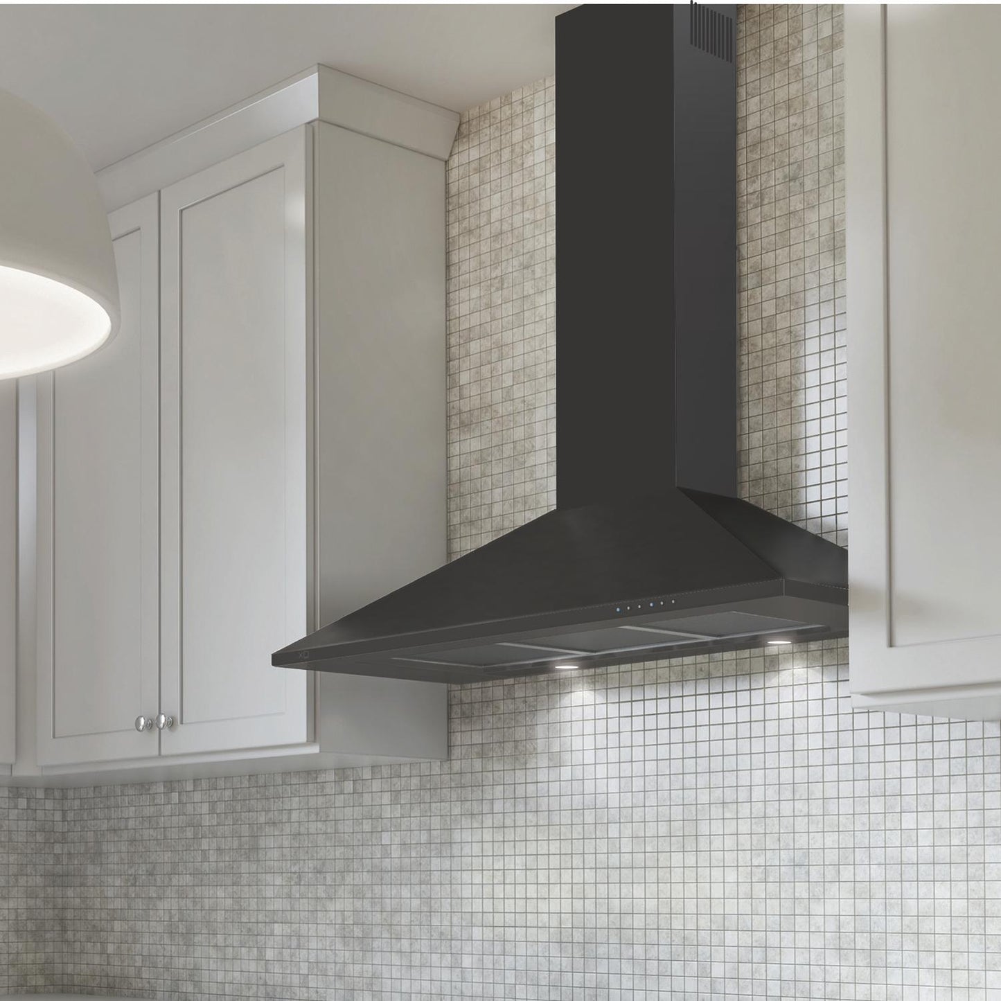 XO APPLIANCE XOB30BC 30" CCC 600/395 CFM Italian Made Wall Mount Chimney Range Hood Black - XOB30BC