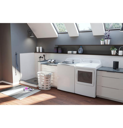 GE APPLIANCES PTD60EBSRWS GE Profile™ ENERGY STAR® 7.4 cu. ft. Capacity aluminized alloy drum Electric Dryer with Sanitize Cycle and Sensor Dry White On Gray