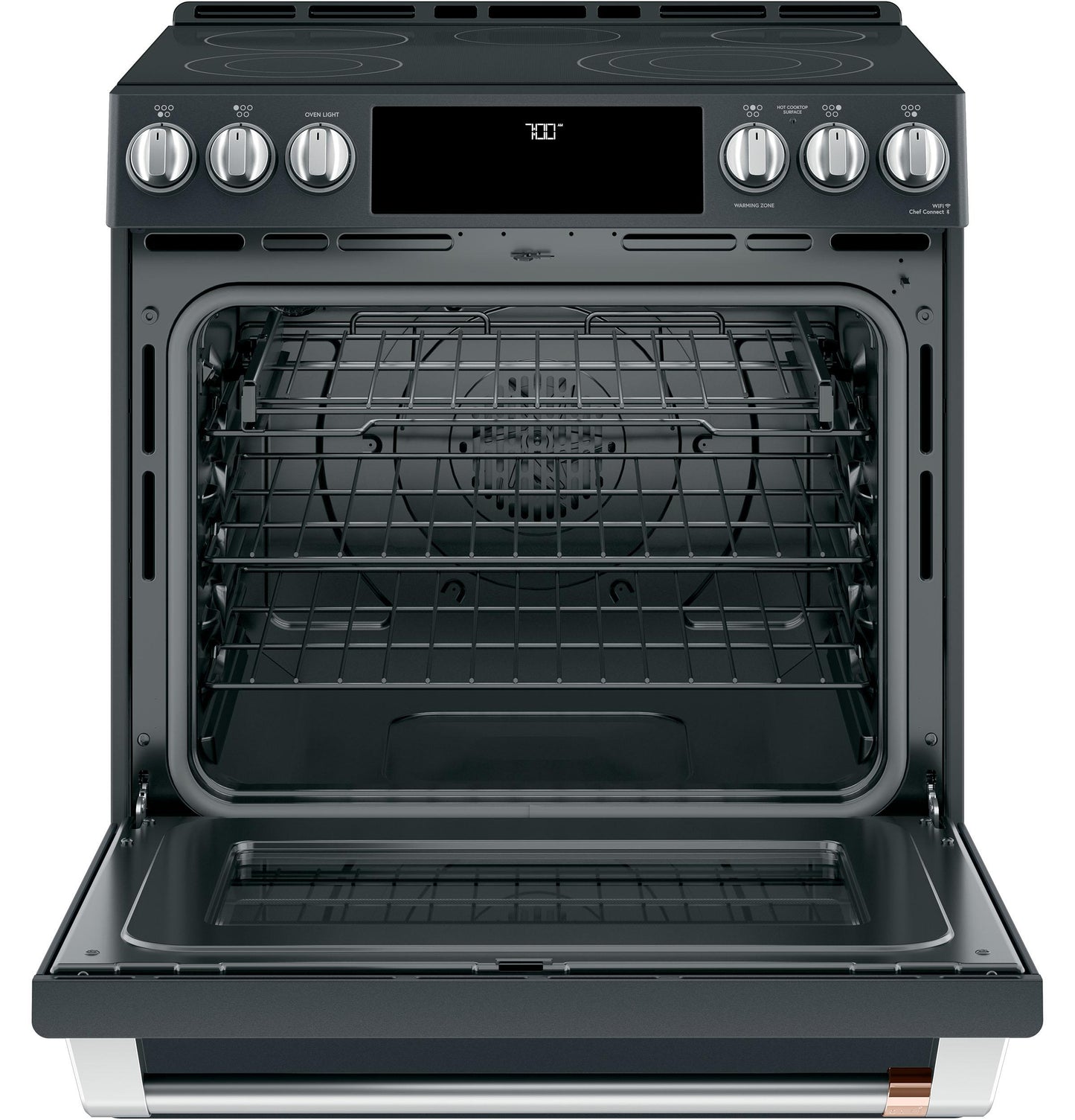 CAFE  30" Smart Slide-In, Front-Control, Radiant and Convection Range Black - CES700P3MD1