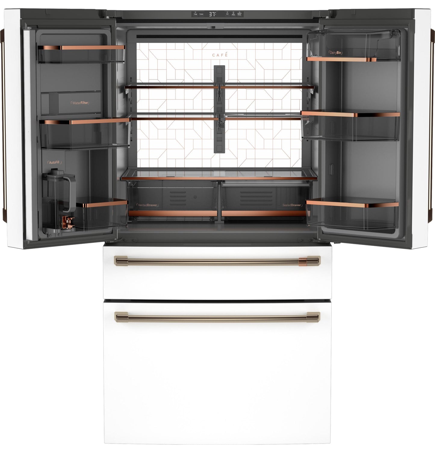 CAFE  ENERGY STAR 28.7 Cu. Ft. Smart 4-Door French-Door Refrigerator With Dual-Dispense AutoFill Pitcher White - CGE29DP4TW2
