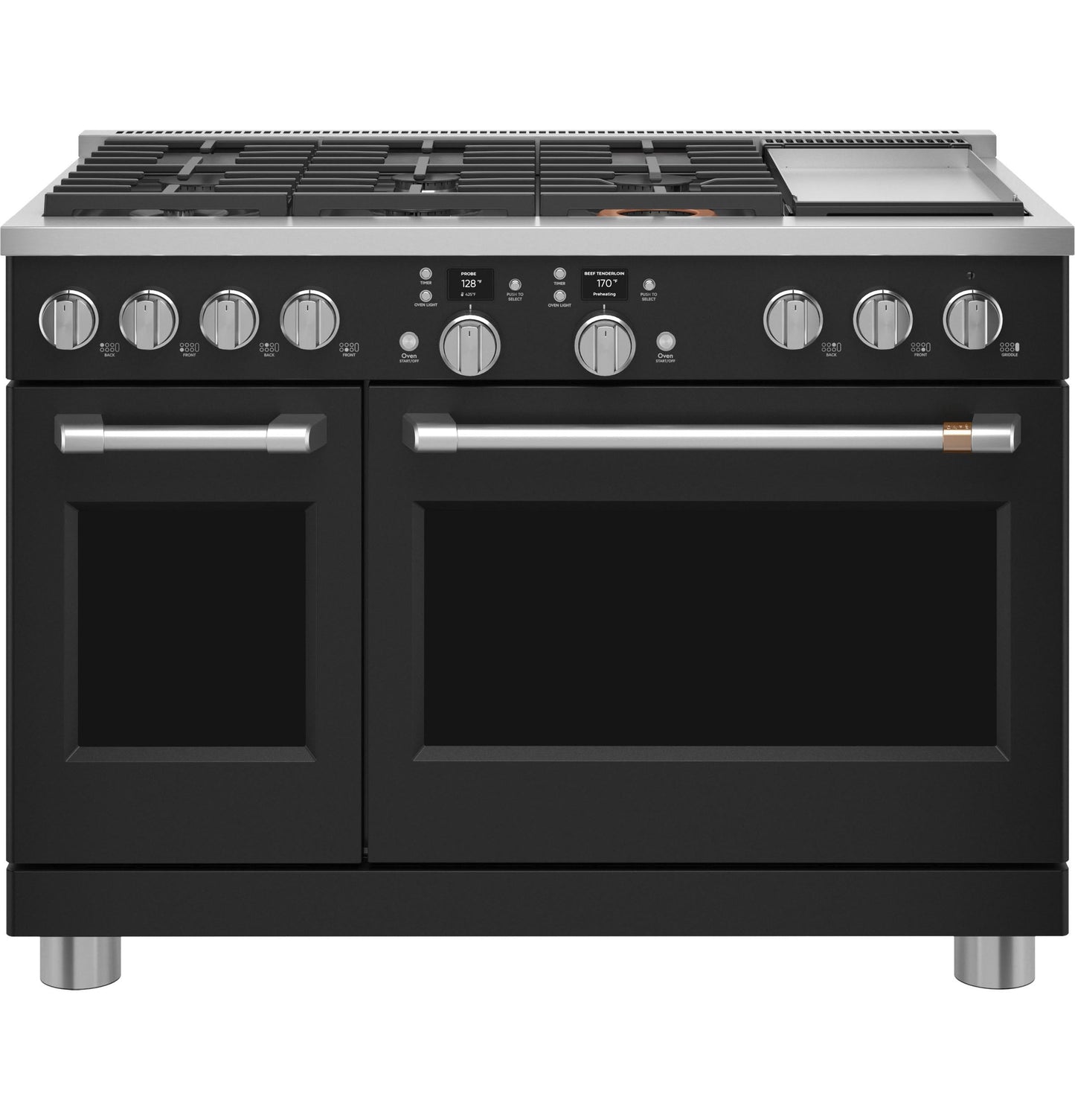 CAFE  48" Smart Dual-Fuel Commercial-Style Range with 6 Burners and Griddle (Natural Gas) Black - C2Y486P3TD1