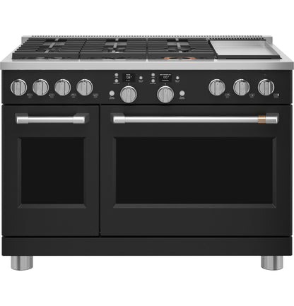 CAFE  48" Smart Dual-Fuel Commercial-Style Range with 6 Burners and Griddle (Natural Gas) Black - C2Y486P3TD1