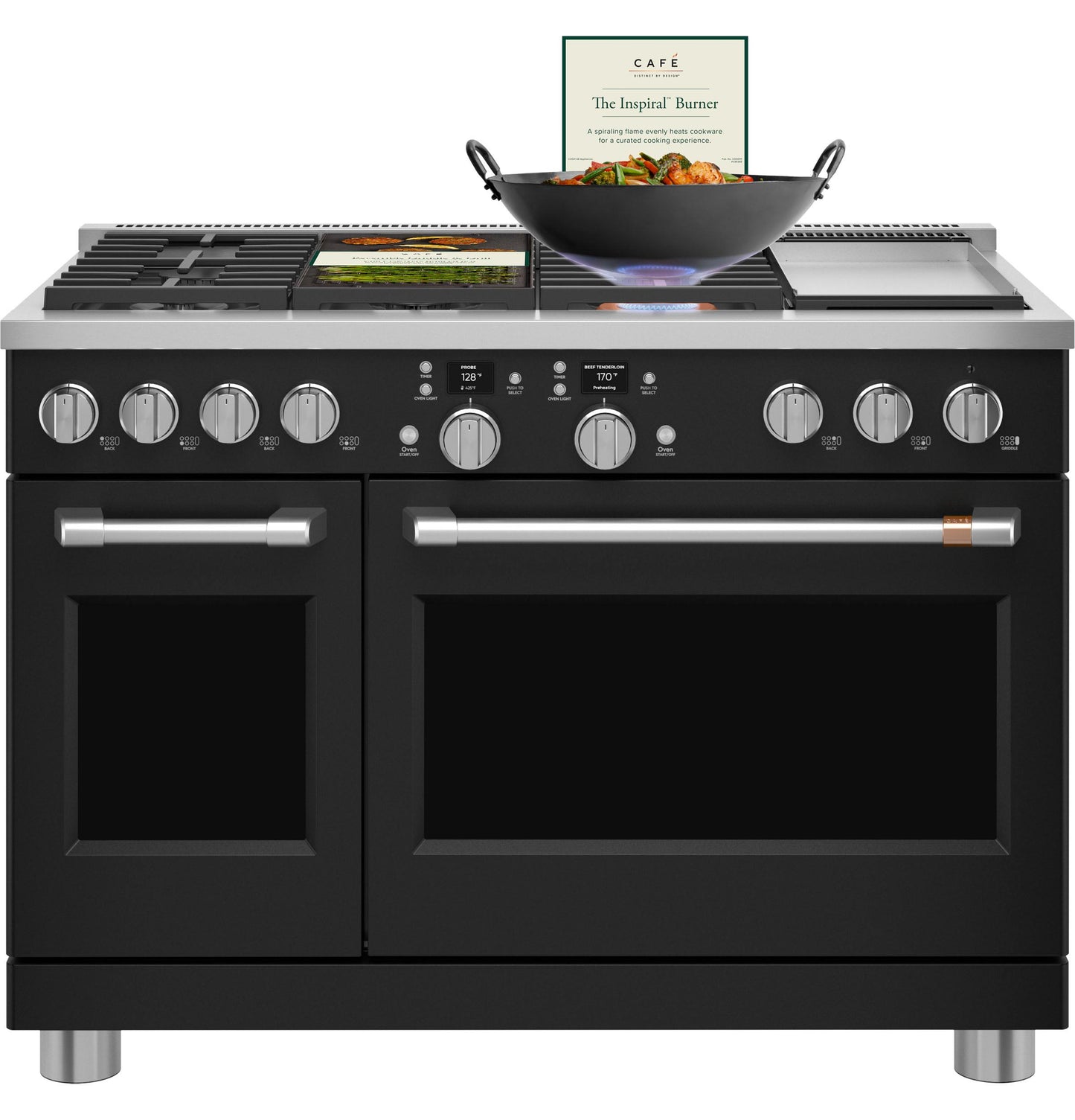 CAFE  48" Smart Dual-Fuel Commercial-Style Range with 6 Burners and Griddle (Natural Gas) Black - C2Y486P3TD1