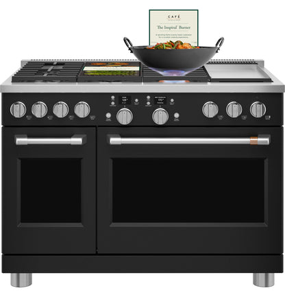 CAFE  48" Smart Dual-Fuel Commercial-Style Range with 6 Burners and Griddle (Natural Gas) Black - C2Y486P3TD1