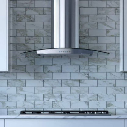 XO APPLIANCE XOM36GC 36" CCC 600/395 CFM Wall Chimney Hood Stainless/Glass in Stainless Steel - XOM36GC