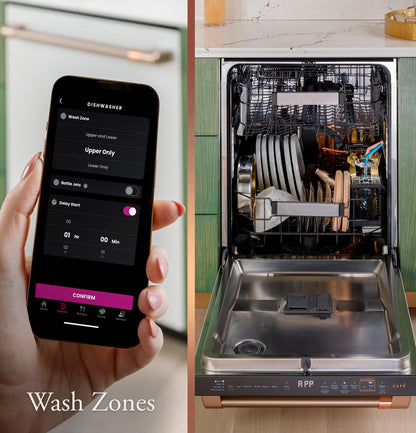 CAFE CustomFit ENERGY STAR Stainless Interior Smart Dishwasher with Ultra Wash Top Rack and Dual Convection Ultra Dry, LED Lights, 39 dBA White - CDT888P4VW2