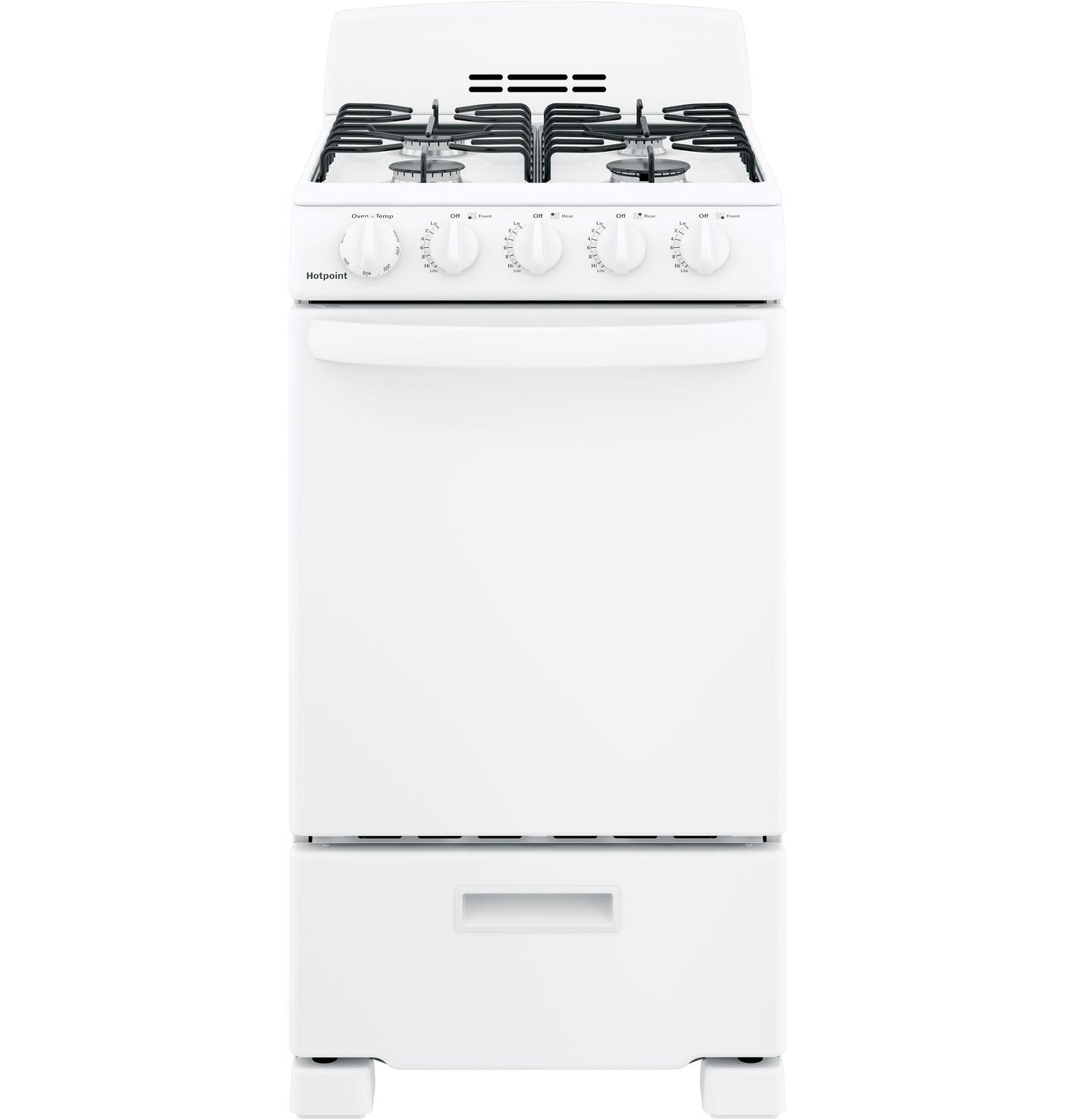 HOTPOINT Hotpoint 20" Front-Control Free-Standing Gas Range with Sealed Burners White - RGAS200DMWW